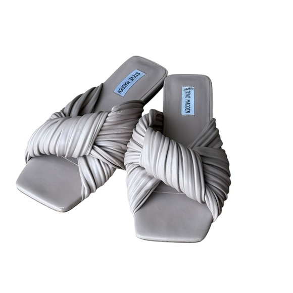 Steve Madden Mentor Tan Slip On Square Toe Flat Slide Sandals Size 10 - Picture 3 of 7